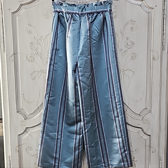 NWT Hermant & Nandita Mint Striped Wide Leg Pant Sz M - Picture 13 of 16